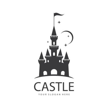 Castle ilüstrasyon logo vektör şablonu 