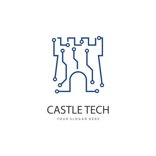 Castle Tech Ilustracji Szablon Logo — Wektor stockowy