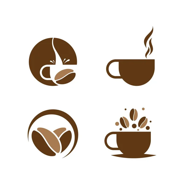Café Taza Ilustración Logo Plantilla Vector Icono Diseño — Vector de stock