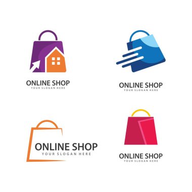 Alışveriş çantası illüstrasyon logo vektör şablonu