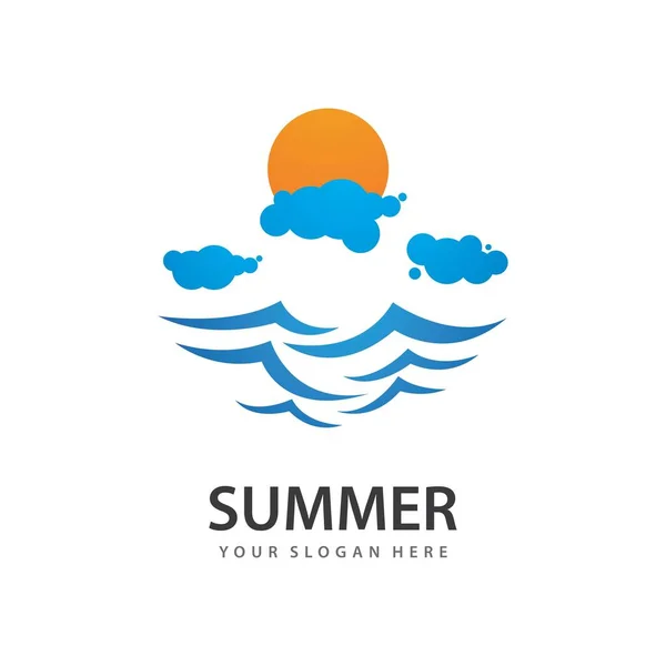 Wasser Welle Meer Illustration Logo Template Vektor — Stockvektor