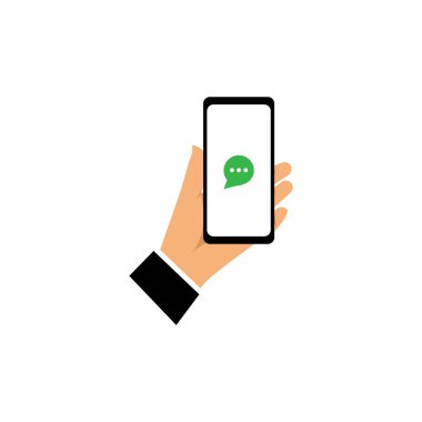 El ele tutuşan akıllı telefon çizimi düz tasarım