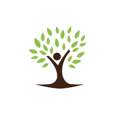 Ağaç illüstrasyon logo şablonu vektörü