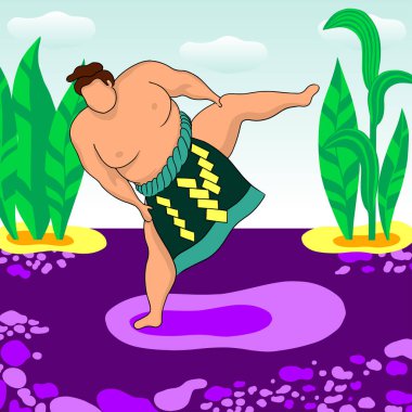 Doğanın arka planda Sumo güreşçi