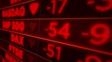 Borsa çöküşü, kriz ve panik kavramı. Durgunluk iş, kağıt zenginliği ve endeksleri kaybı. Ekran pikseli stili.