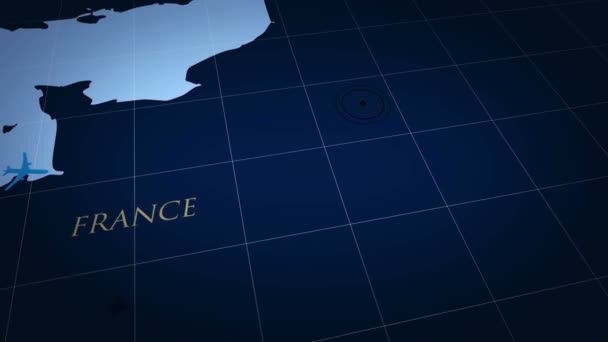 Parigi Sulla Mappa Retrò Volo Veloce Sopra Vecchia Carta Atlante — Video Stock
