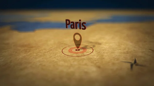 Paris no mapa — Fotografia de Stock