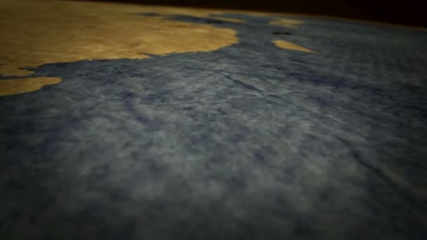 Shanghai chinois sur la carte rétro. Vol rapide au-dessus du vieil atlas avec la ville marquée par une broche. Textures anciennes cartes Animation 3D .