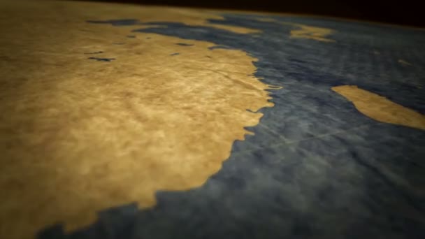 Soul Korejštině Retro Mapě Rychlý Let Nad Starým Atlasským Grafem — Stock video
