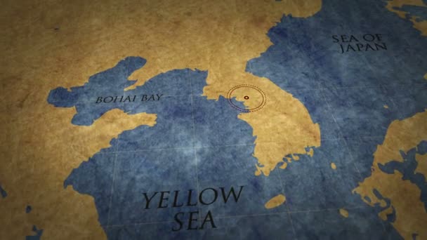 Seoul Auf Einer Einfachen Landkarte Aus Retro Papier Flug Über — Stockvideo