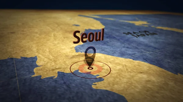 Сеул на карте — стоковое фото