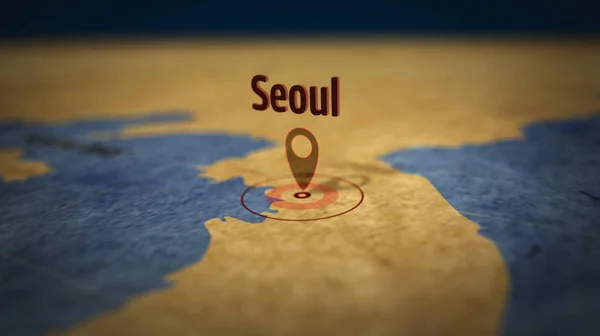 Seoul on retro map — Stock Photo, Image