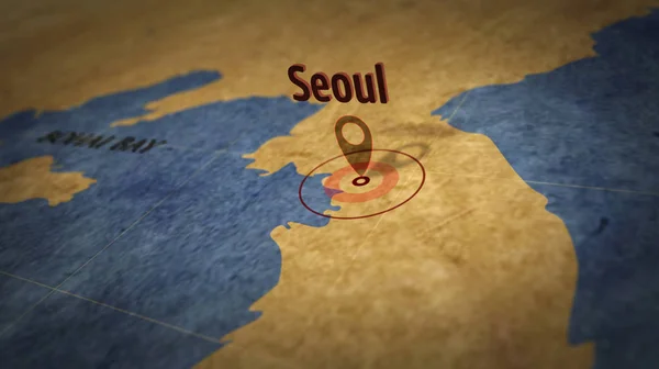 Сеул на карте — стоковое фото