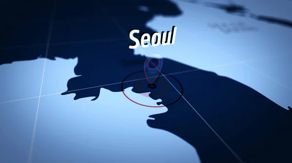 Seoul sulla mappa blu — Foto Stock