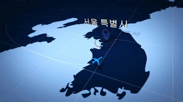 Seoul coreano sulla mappa blu — Foto Stock