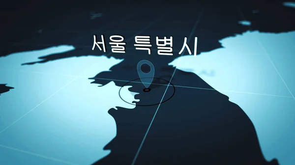 Seúl Coreano en el mapa azul — Foto de Stock