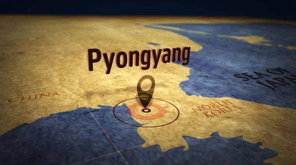 Pyongyang sur la carte — Photo