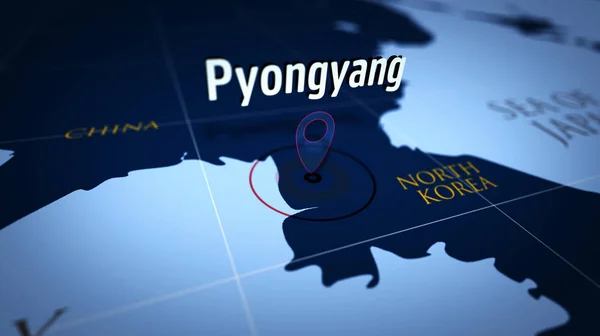Pyongyang sur la carte — Photo