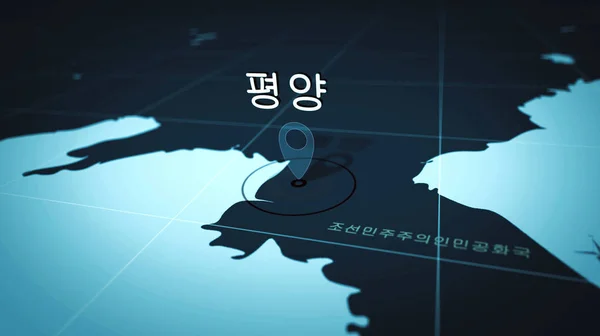 Pyongyang in Korean on map — Stock Photo, Image