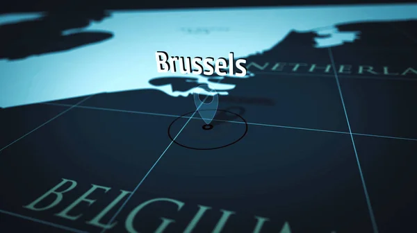 Brukseli na mapie miasta — Zdjęcie stockowe