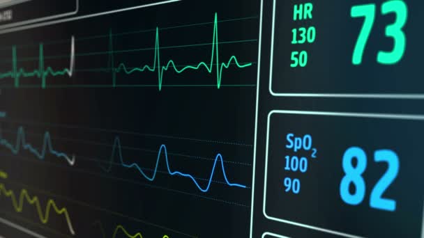 Hjärtfrekvens Ekg Kardioövervakning Sjukhus Heartbeat Display Loopable Sömlös Animation Ekg — Stockvideo