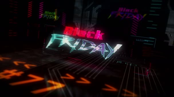 Black Friday Venda Estilo Cyber Punk Futurista Perfeita Loopable Animação Filmagem De Bancos De Imagens Sem Royalties