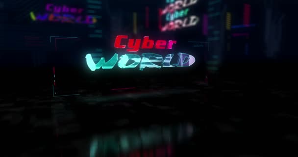 Cyber World Futuristische Cyberpunk Stijl Animatie Abstract Moderne Stad Rendering — Stockvideo