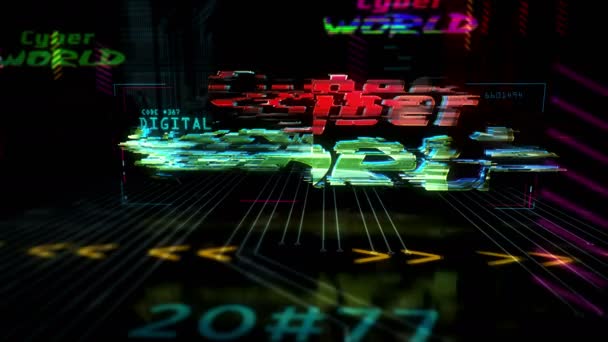 Cyber Welt Futuristischen Cyber Punk Stil Schleife Nahtlose Animation Modernes — Stockvideo