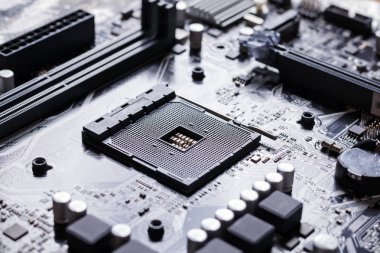 Pc bilgisayar anakart cpu soketi görünümü