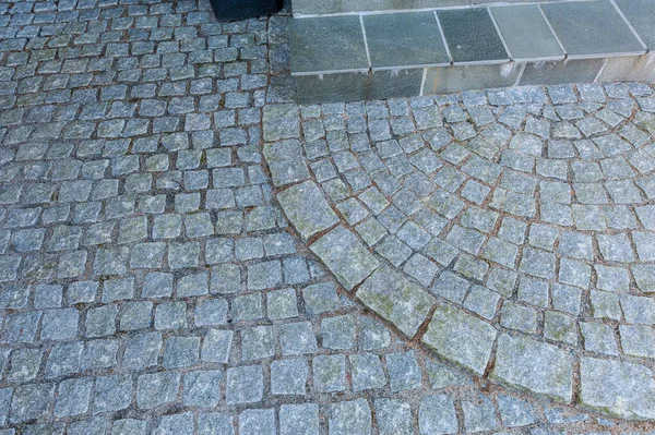 Cobblestone Inställd Ett Cirkulärt Mönster — Stockfoto