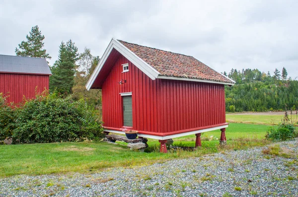 Old Traditional Red Storehose Norwegian Farm — Stock Photo, Image
