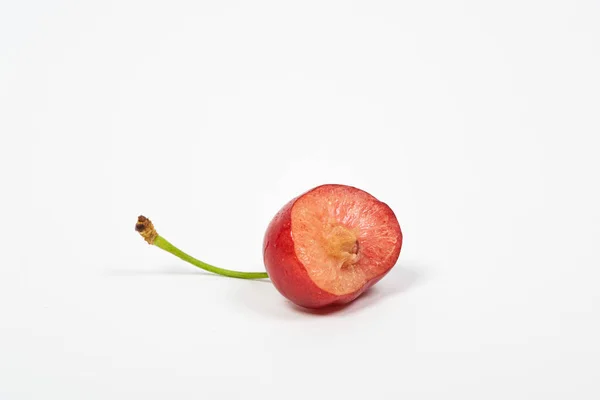 Félig Megevett Édes Meggy Prunus Avium — Stock Fotó