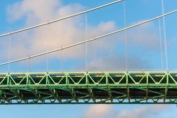 Detalhes Uma Ponte Suspensão Verde — Fotografia de Stock