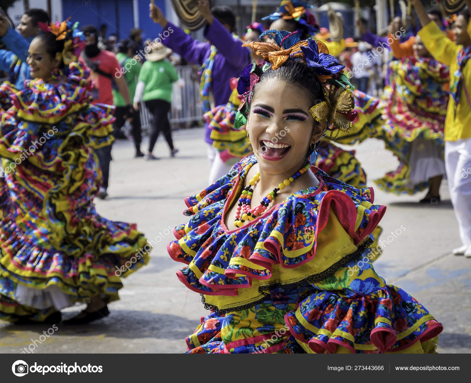 South American Carnival dancers in amazing outfits