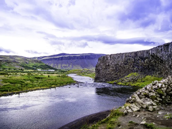 Scenic river view along the Ring Road in Iceland