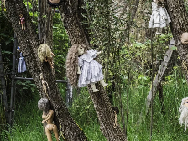 Xochimilco, Meksika - 21 Ekim 2018 Meksika Xochimilco kanallarında Bebekler Adası