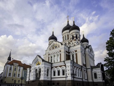 Tallinn eski şehir Alexander Nevsky Katedrali etkileyici mimarisi