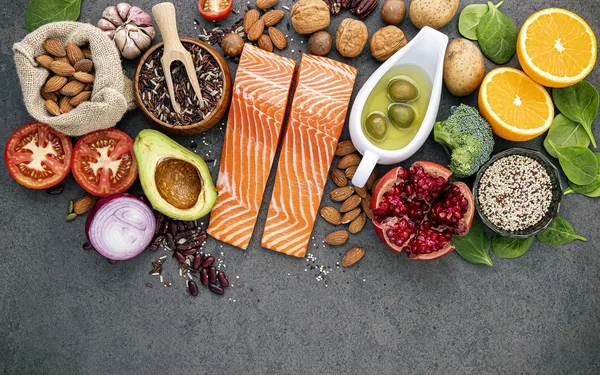 Ingredients for the healthy foods selection  .The concept of hea — Stock Photo, Image