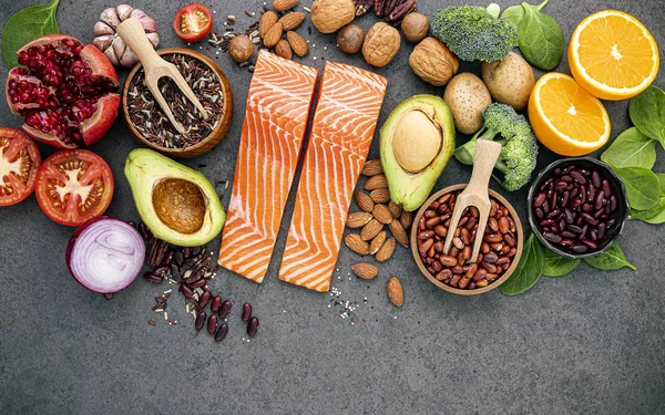 Ingredients for the healthy foods selection  .The concept of hea — Stock Photo, Image