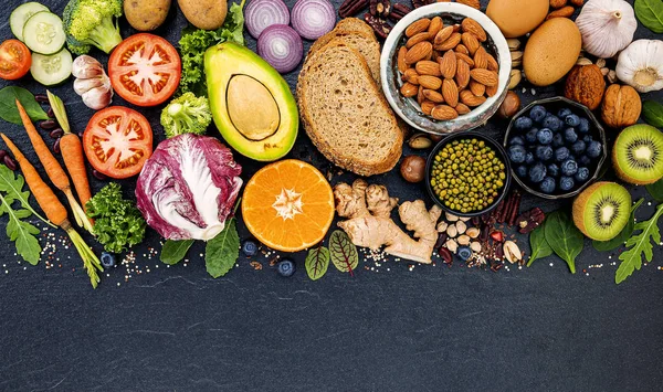 Ingredientes para la selección de alimentos saludables. El concepto de sanar — Foto de Stock