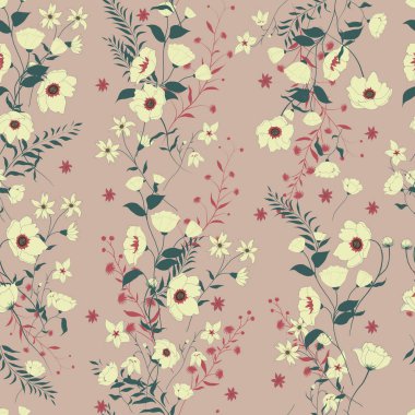 Kır çiçekleri ile sorunsuz vektör çiçek desenli