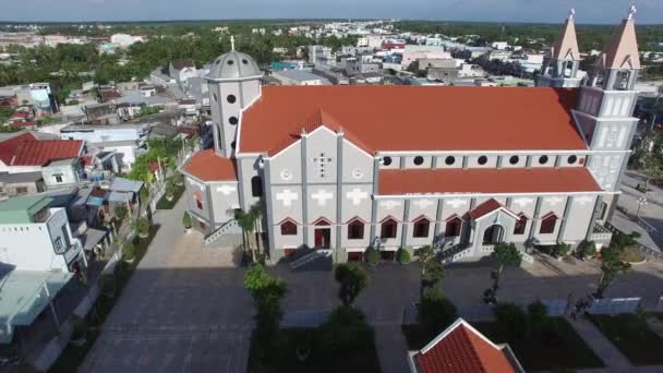 Antenne Der Bao Loc Kirche Mau City Viet Nam — Stockvideo