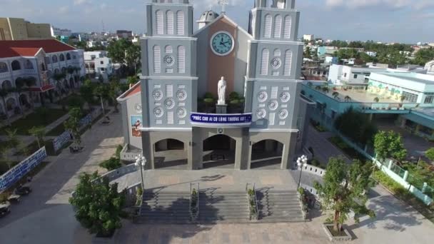 Luchtfoto Van Bao Loc Kerk Mau Stad Viet Nam — Stockvideo