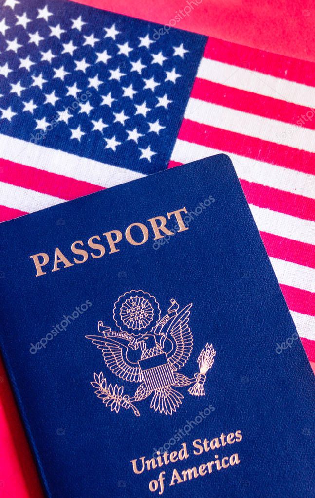 American flag and passport.