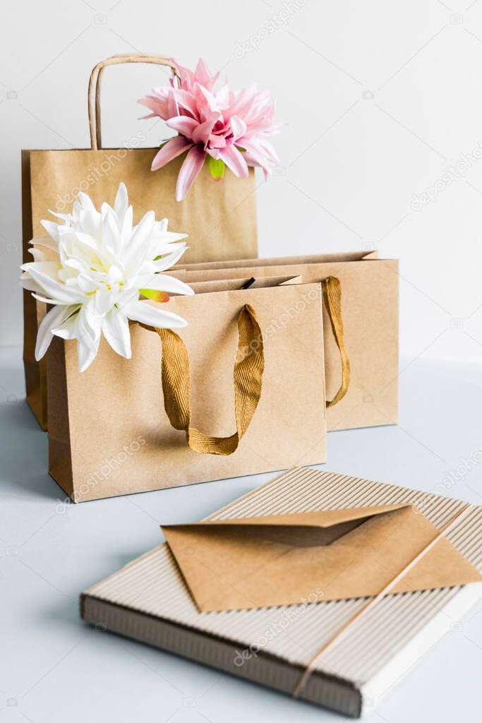 Brown paper bags and envelope. 