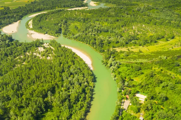 クロアチア メディムルジェのドラヴァ川の美しい風景 空気から パノラマビュー — ストック写真