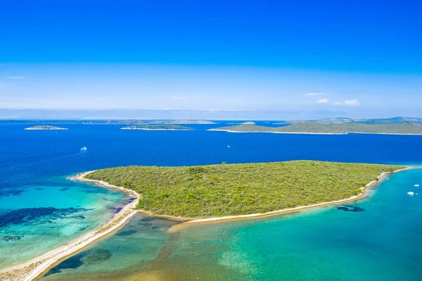 Bela Paisagem Marinha Adriático Croácia Arquipélago Otok Dugi Iates Ancorados — Fotografia de Stock