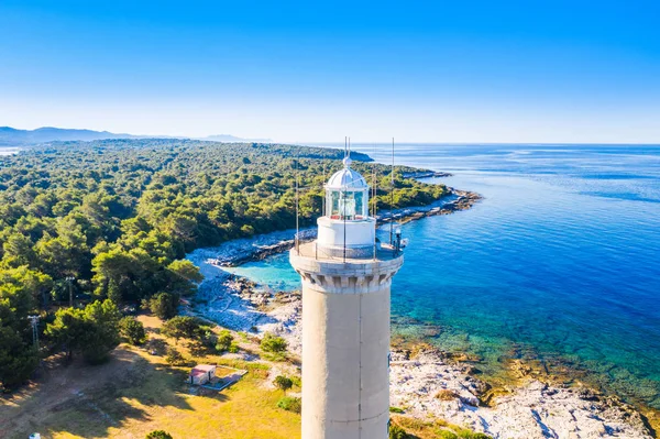 Croácia Manhã Ilha Dugi Otok Vista Panorâmica Farol Veli Rat — Fotografia de Stock