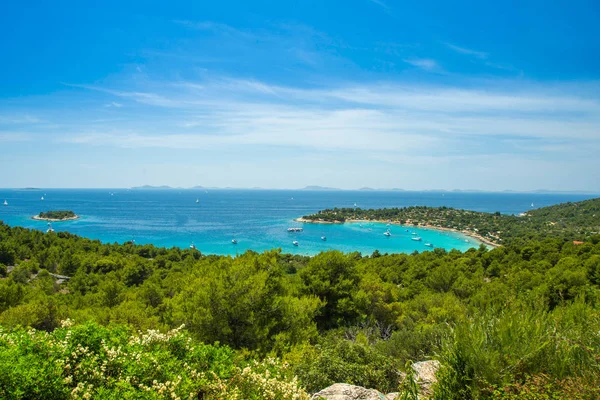 Chorwacja Piękny Brzeg Wybrzeżu Adriatyku Panoramiczny Widok Kosirina Plaży Laguny — Zdjęcie stockowe