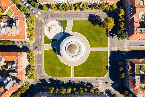 Záhřeb Hlavní Město Chorvatska Vzdušné Centrum Města Nad Drone Monumentální — Stock fotografie